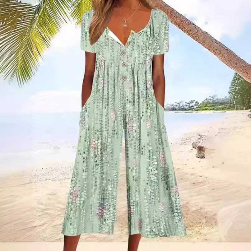 Mono elegante de verano con escote en V y corte moderno – BELYN