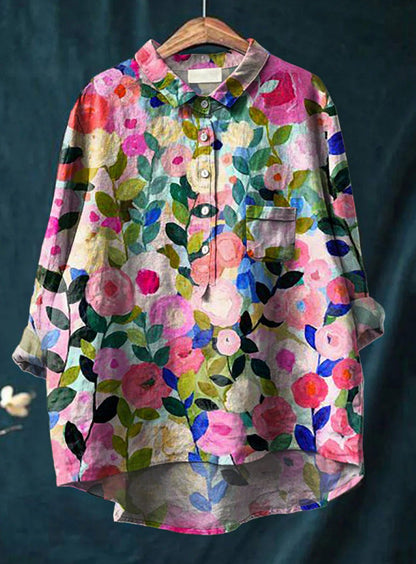 Blusa fluida con estampado floral colorido para mujer – ROSÉLIA