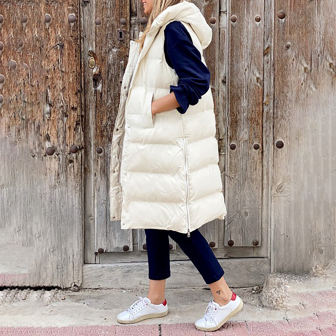 FAYE - Chaleco largo con capucha para mujer