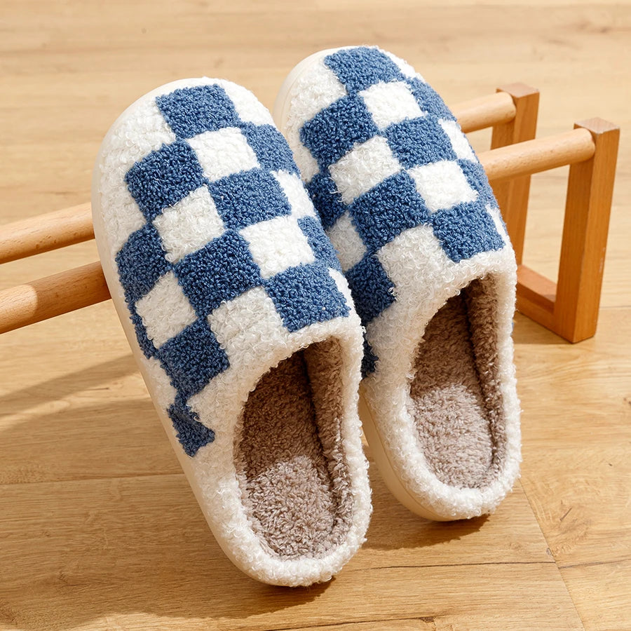 Zapatillas de casa para mujer en forro polar con estampado de cuadros – LUDOVICA