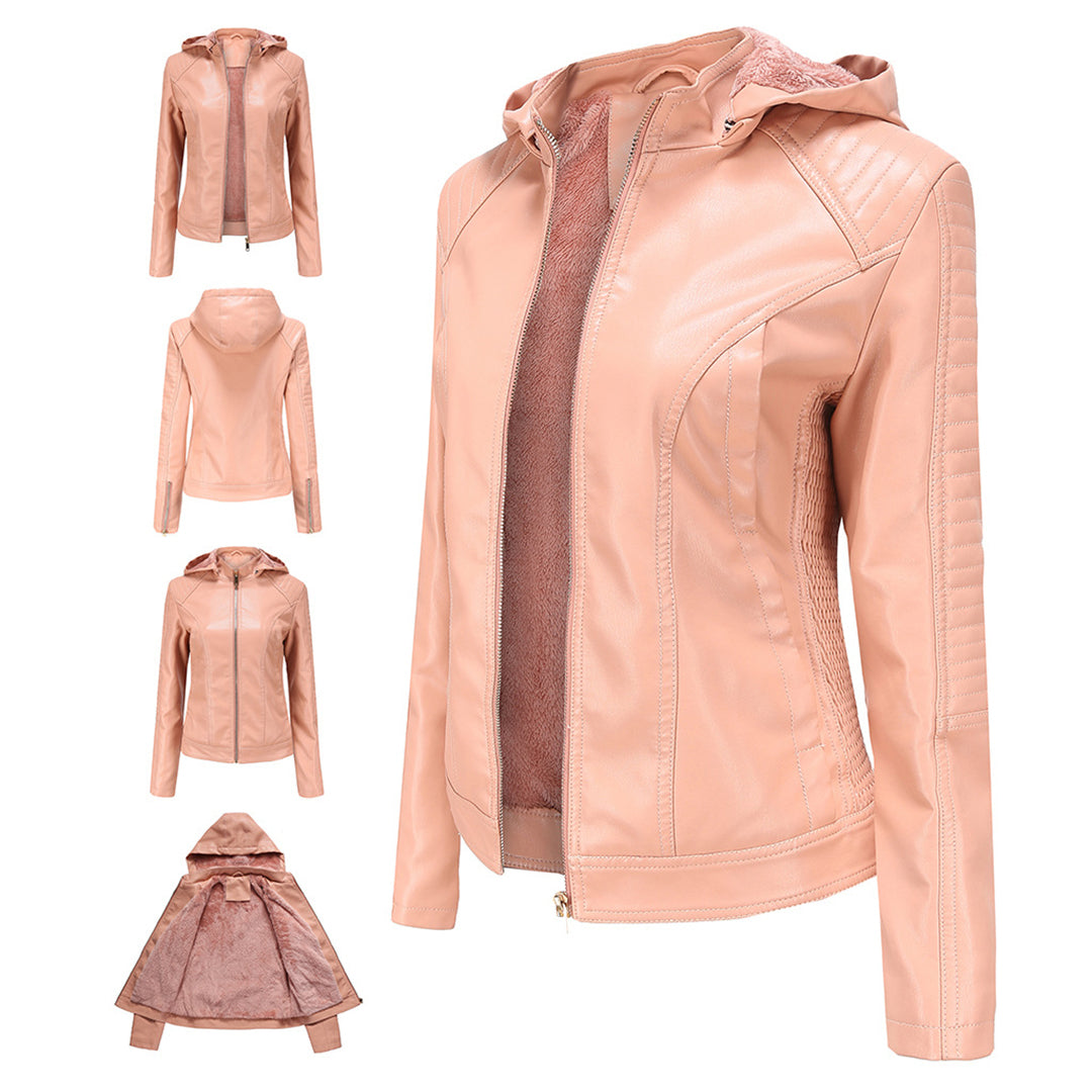 INAYA – Chaqueta de cuero versátil con múltiples opciones para mujer