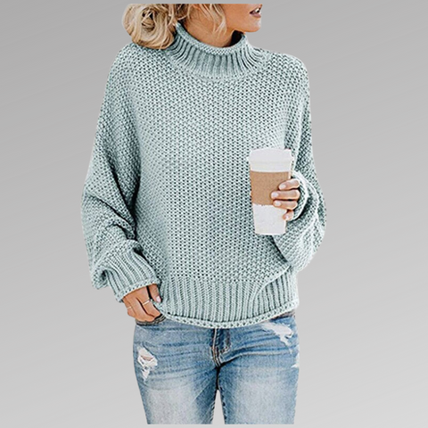 Jersey de punto para mujer con cuello alto estructurado – DELFINA