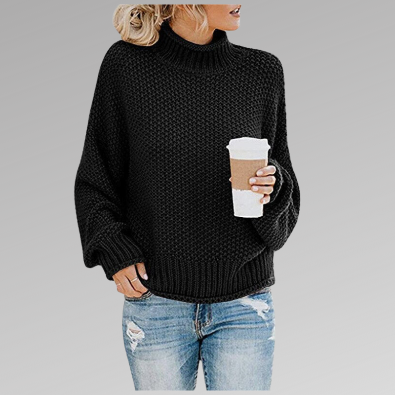 Jersey de punto para mujer con cuello alto estructurado – DELFINA