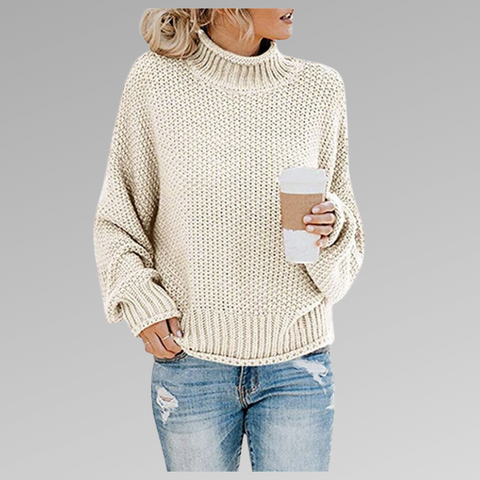 Jersey de punto para mujer con cuello alto estructurado – DELFINA