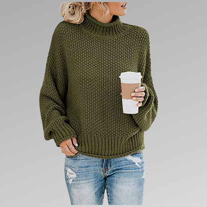 Jersey de punto para mujer con cuello alto estructurado – DELFINA