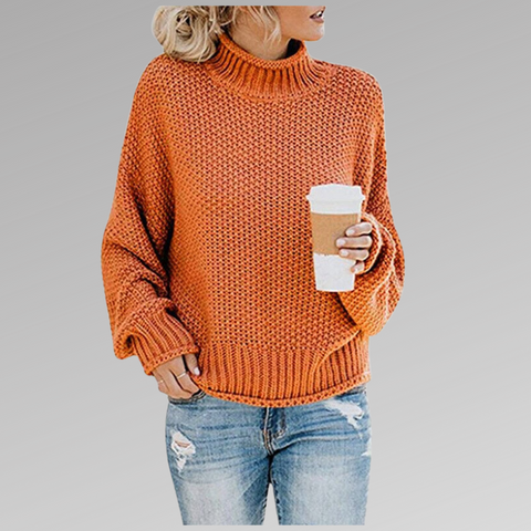 Jersey de punto para mujer con cuello alto estructurado – DELFINA