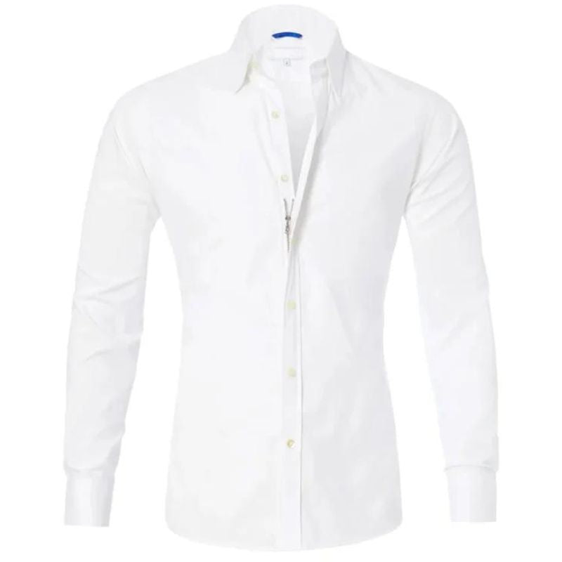 Camisa casual de hombre con corte slim fit y estilo sin cuello – RENVER