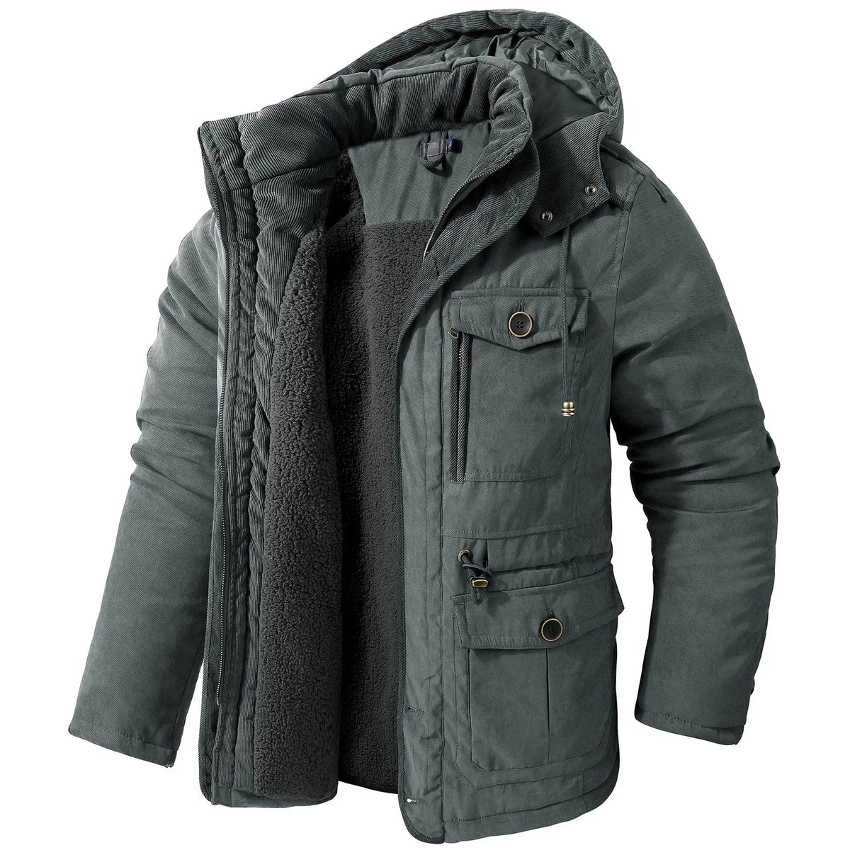 NILSEN - Abrigo de invierno grueso y acolchado con capucha para hombre