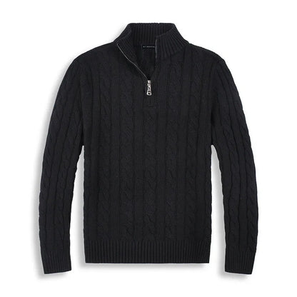 Jersey de hombre con cremallera parcial y dibujo trenzado – ENZARO