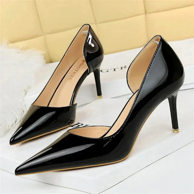 Zapatos de tacón alto para mujer con laterales descubiertos – EDITALIA