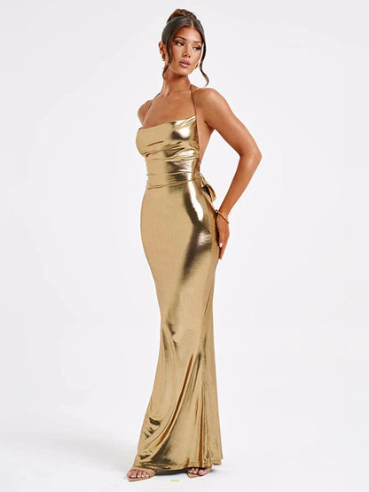 Vestido de noche con espalda descubierta para mujer – LARRA