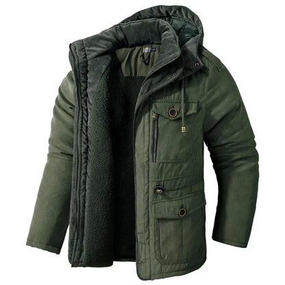 NILSEN - Abrigo de invierno grueso y acolchado con capucha para hombre