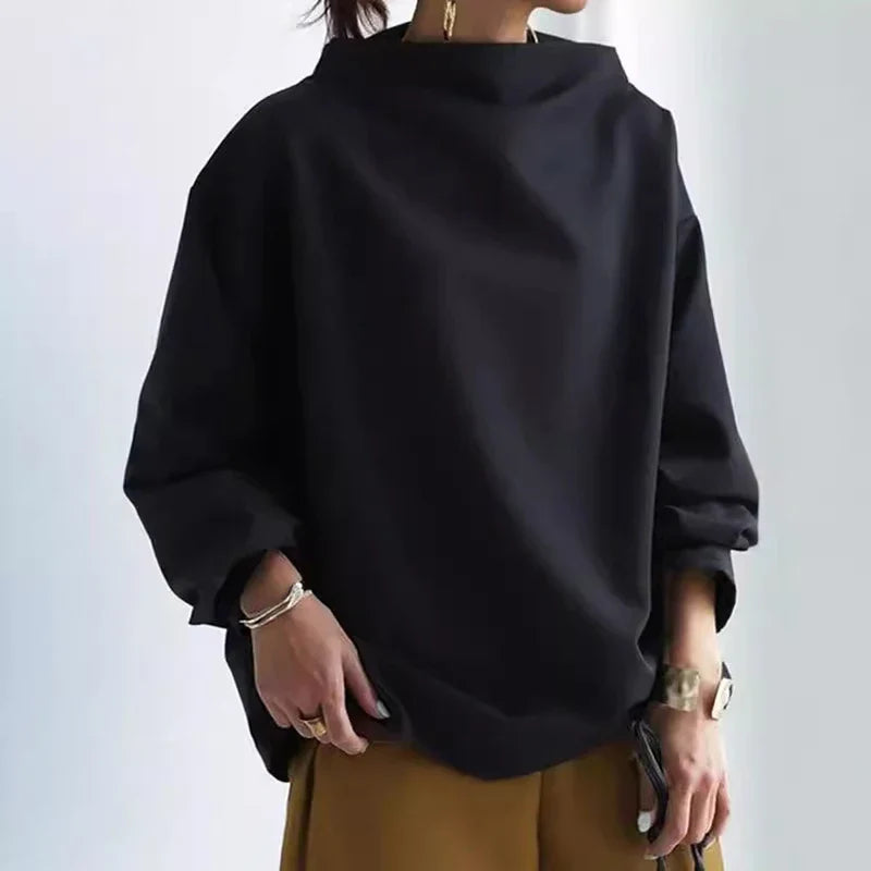 Jersey de mujer de corte amplio con cuello alto – HAYLIA