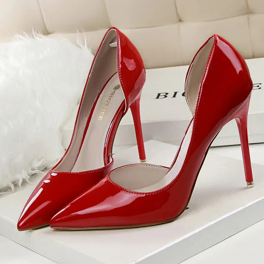 Zapatos de tacón alto para mujer con laterales descubiertos – EDITALIA