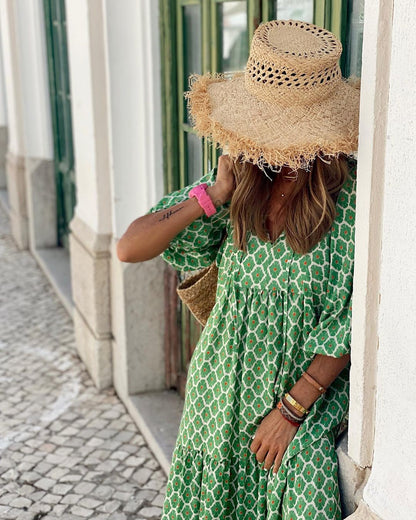 Vestido largo elegante con bordados y caída fluida – ZAIRA