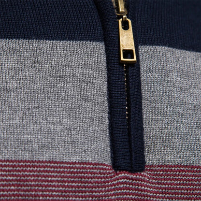 Jersey de hombre con cremallera corta y diseño de rayas – TREVOR