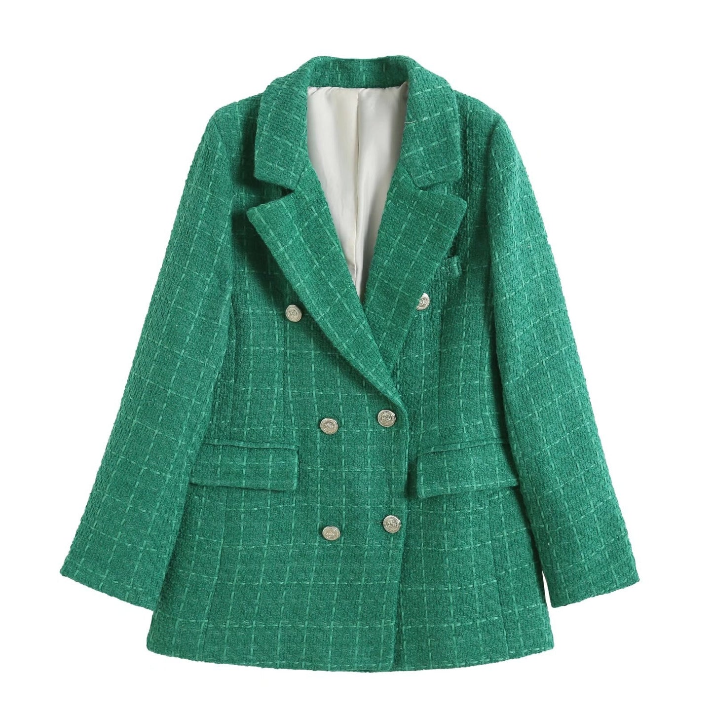 Blazer cruzado de mujer con detalles en contraste – THAINA