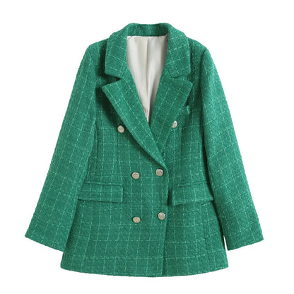 Blazer cruzado de mujer con detalles en contraste – THAINA