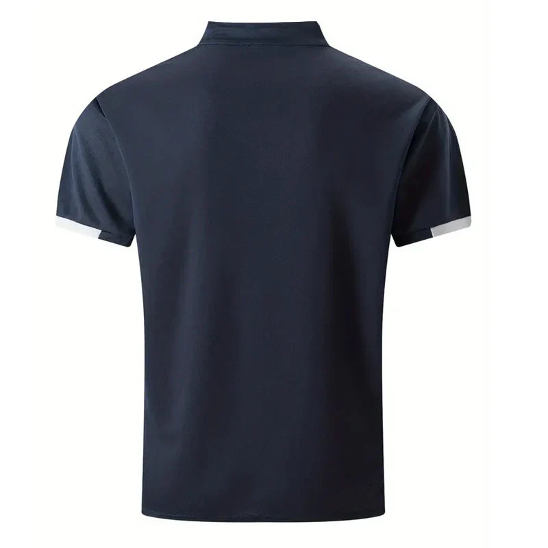 Polo moderna para hombre con cuello mao y detalle de botones – NIKO