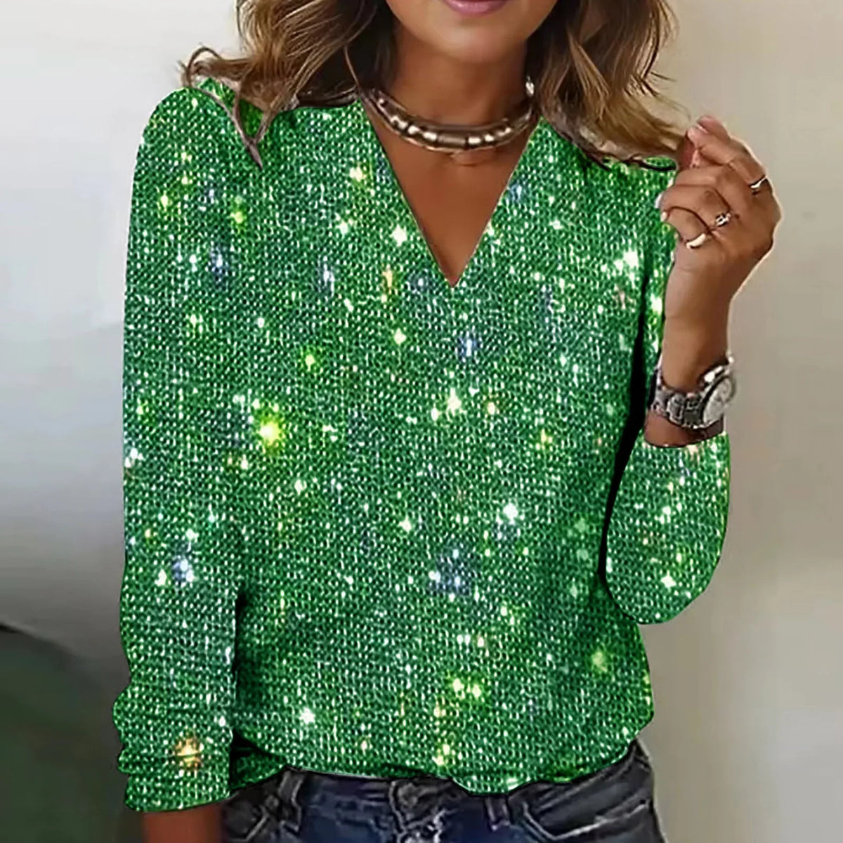 Top de mujer con efecto brillante y diseño elegante – ROWELIA