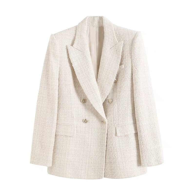 Blazer cruzado de mujer con detalles en contraste – THAINA