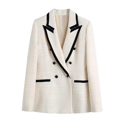 Blazer cruzado de mujer con detalles en contraste – THAINA