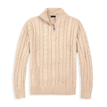 Jersey de hombre con cremallera parcial y dibujo trenzado – ENZARO