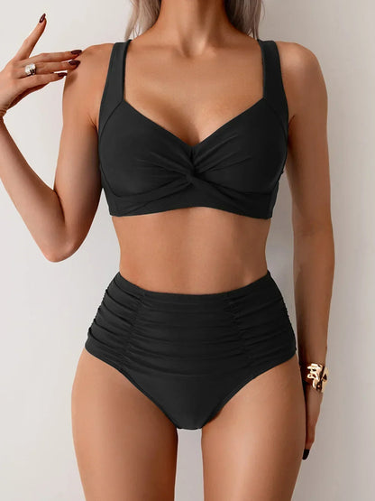 Marina – Bikini de talle alto con detalle torcido para mujer