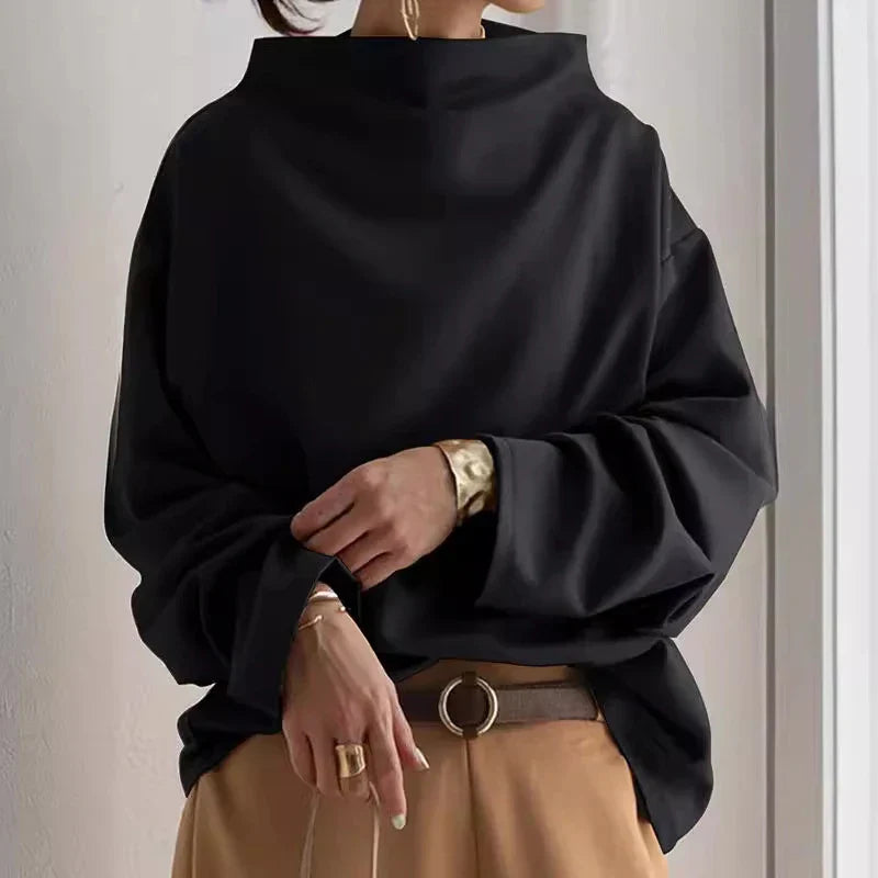 Jersey de mujer de corte amplio con cuello alto – HAYLIA