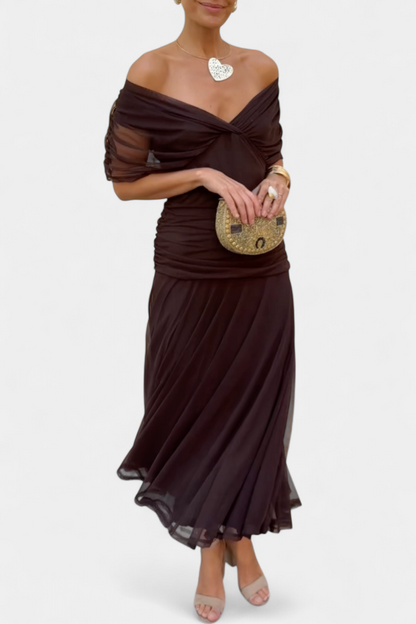 Amarilla – Vestido maxi con escote en V para mujer
