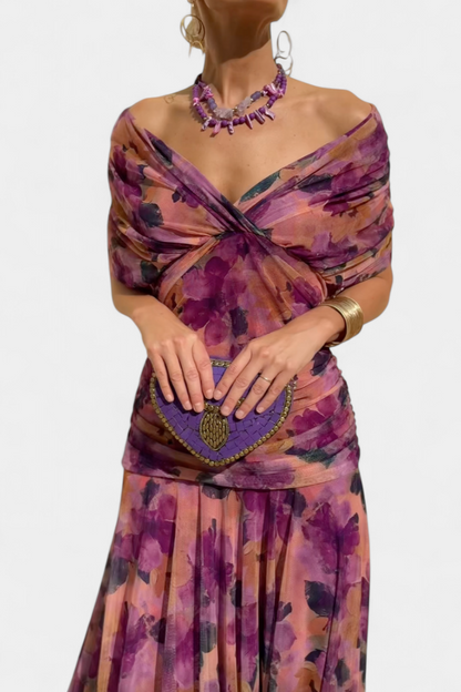 Amaranta – Vestido maxi floral con escote en V para mujer