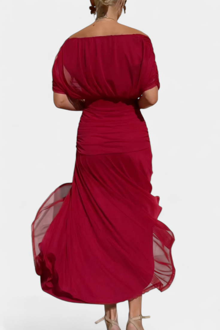 Amarilla – Vestido maxi con escote en V para mujer