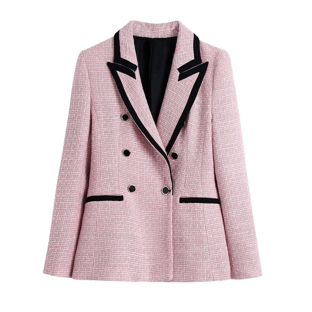 Blazer cruzado de mujer con detalles en contraste – THAINA