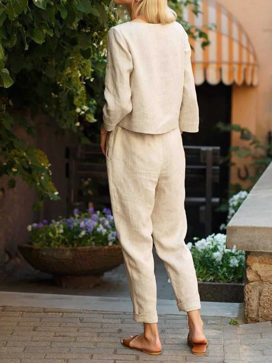 Conjunto fluido para mujer con cinturón de lazo y estilo elegante – NOELLE