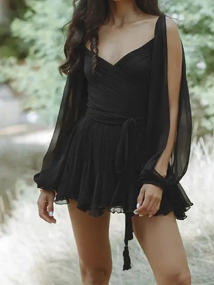 Vestido ajustado de dos piezas con estampado animal y falda mini – SELYA