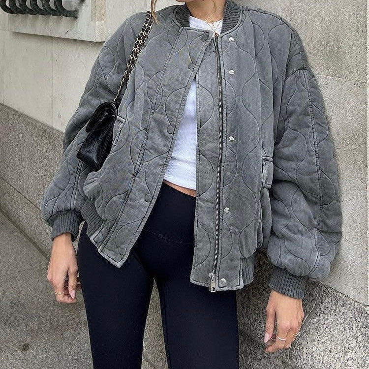 Cazadora bomber oversize de mujer con cremallera – SILVIA
