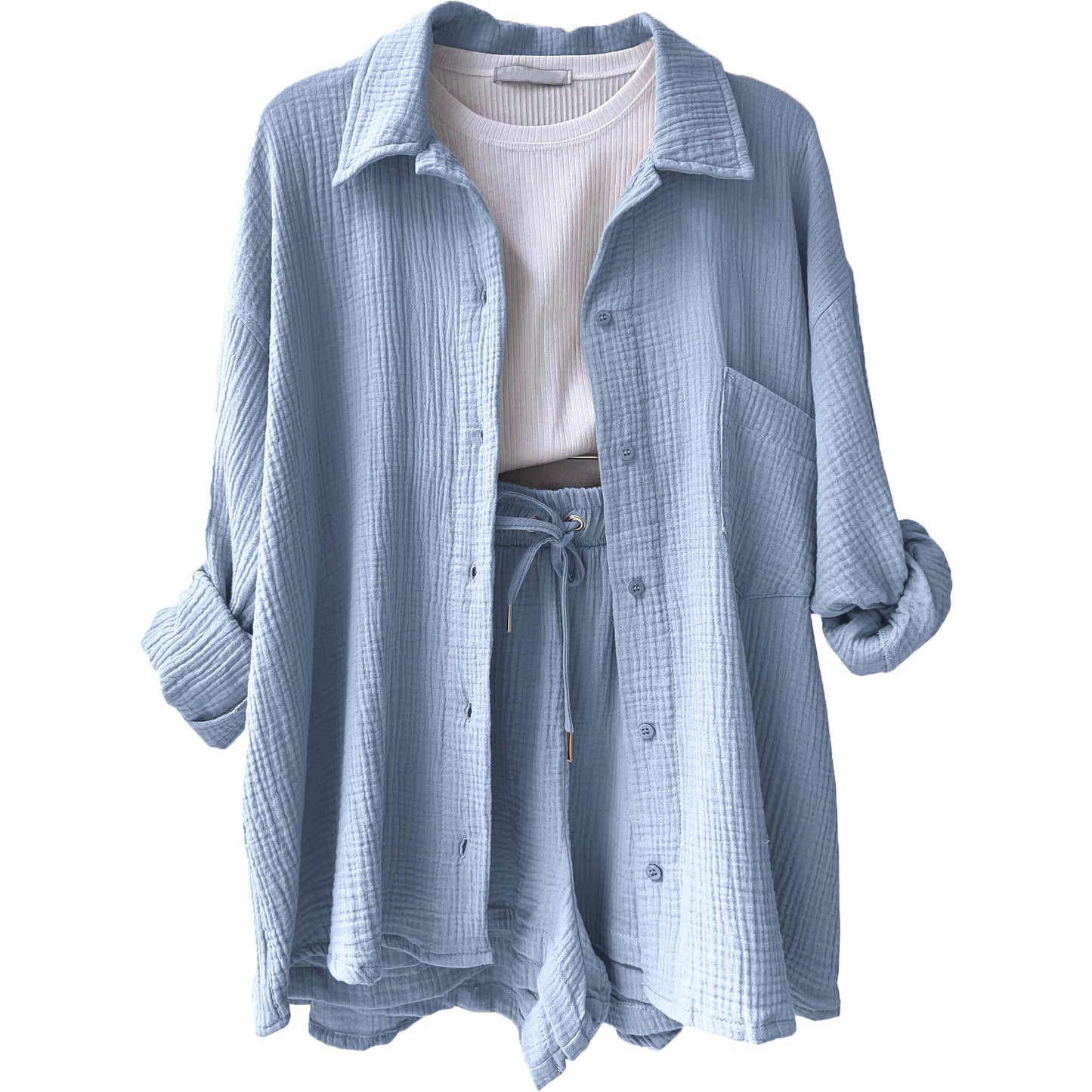 Conjunto de verano en algodón: camisa y shorts – CAROLINE