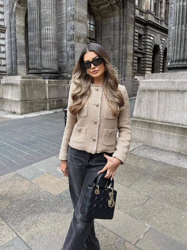 MADELYN – Blazer de tweed con bolsillos para mujer