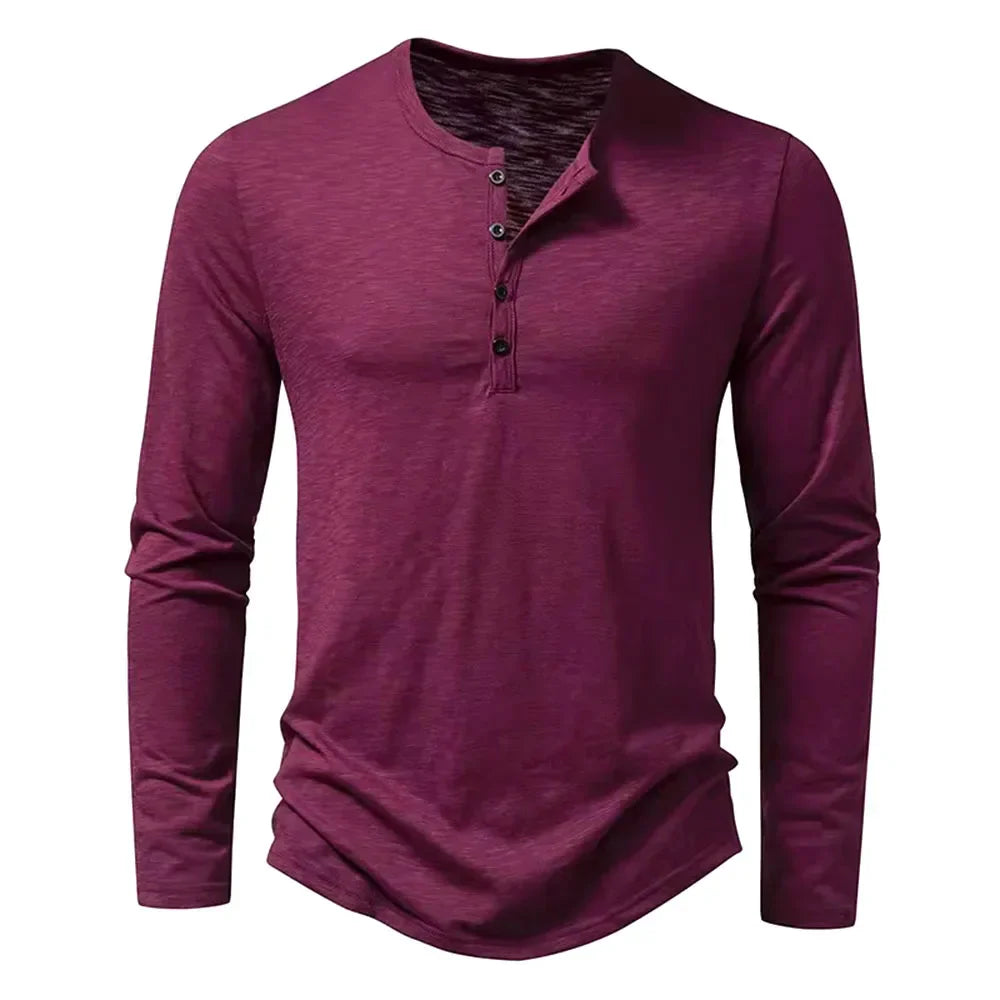 Camiseta de manga larga para hombre con botones en el escote – HENRY