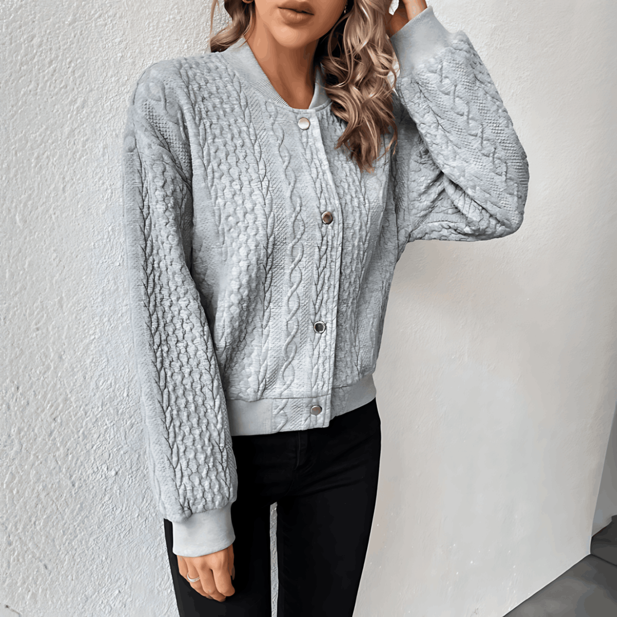 KARLA – Cárdigan estilo bomber para mujer