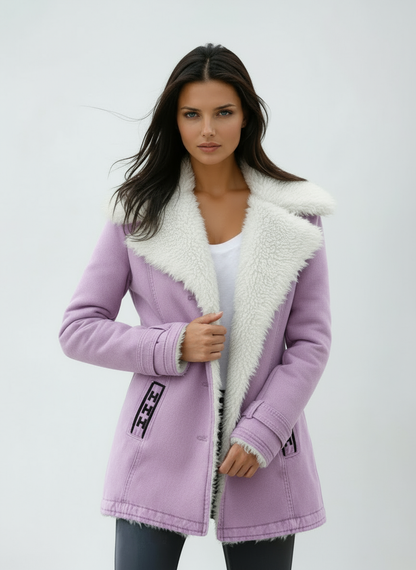 Abrigo de invierno para mujer con cuello de peluche y cierre de botones – JACIRA
