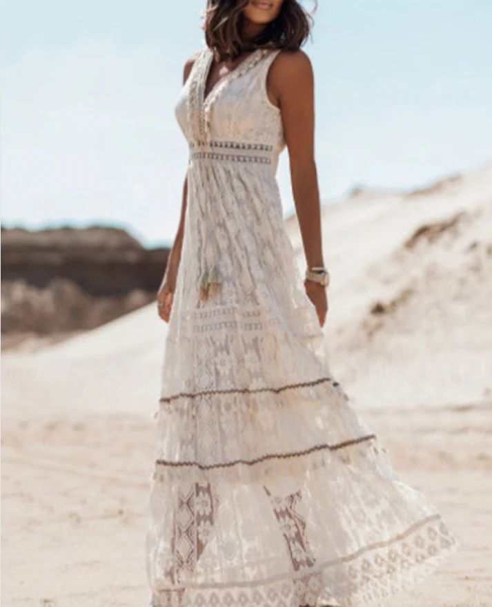 Vestido largo bohemio sin mangas para mujer, ideal para verano – ELIARA