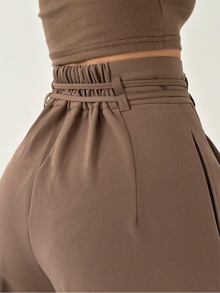 Pantalón de pierna ancha con cintura elástica y caída fluida – ANARA