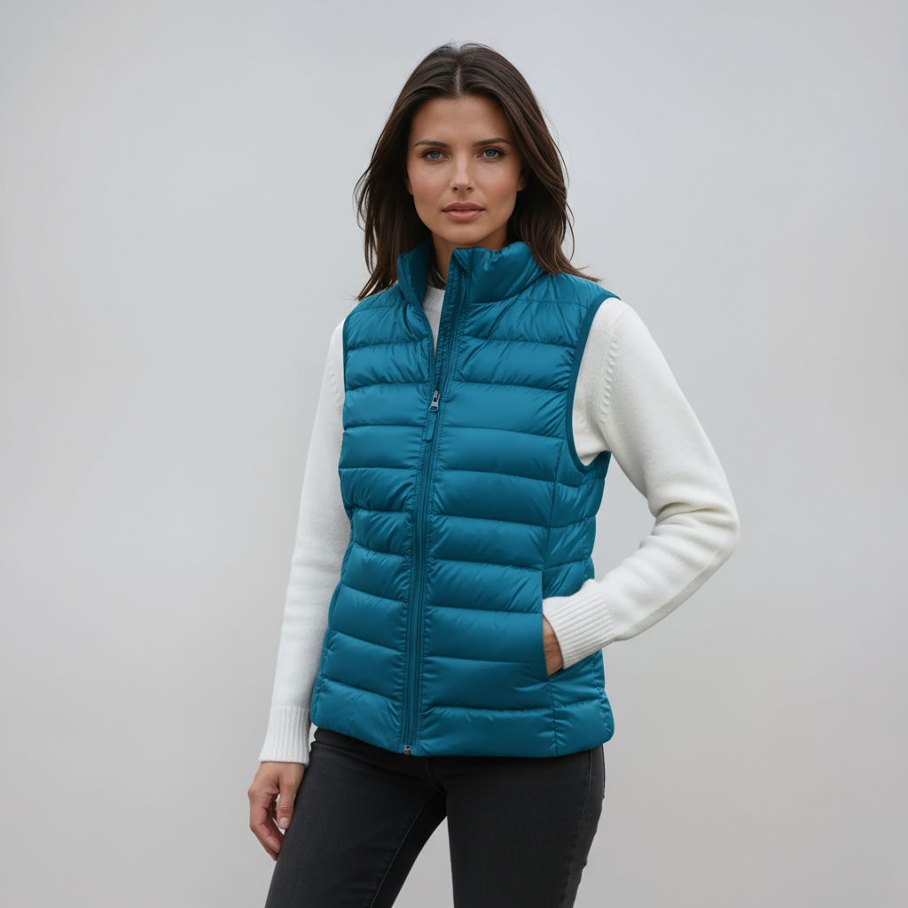 IVAREL – Chaleco acolchado para mujer con cuello alto y diseño ligero