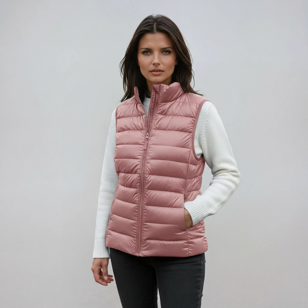 IVAREL – Chaleco acolchado para mujer con cuello alto y diseño ligero