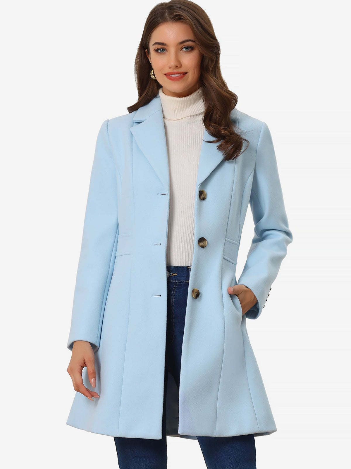 Abrigo largo de invierno para mujer con cierre de botones – ISABELÉA