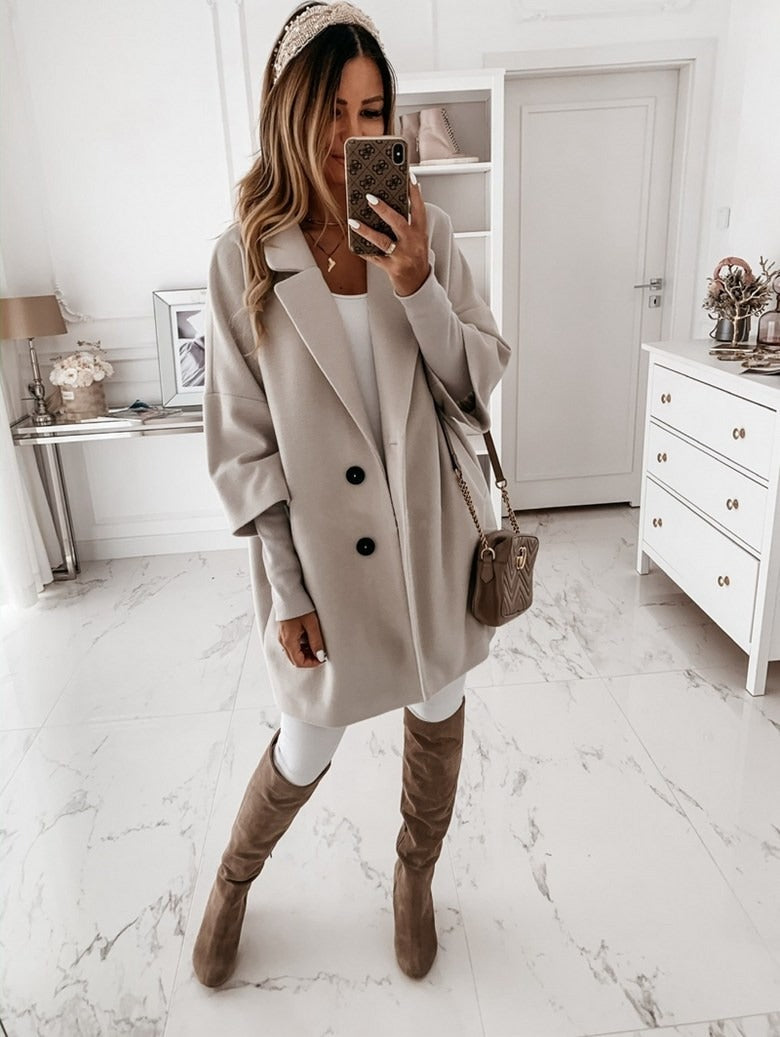 Abrigo largo oversize para mujer con botones – LARÉNA