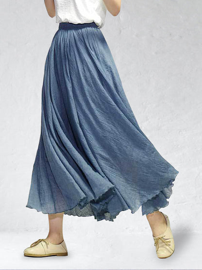 Falda larga de lino ligera y fluida para mujer – CALA LINEN FLOW