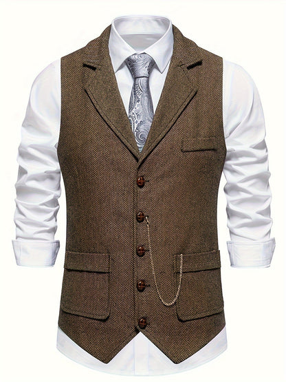 Chaleco de hombre con diseño de espiga para looks elegantes – AURELIO