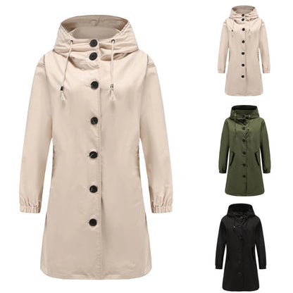ISABELLA - Gabardina larga con capucha y cuello alto para mujer